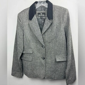 BRAEFAIR Office Siren Wool blend Tweed Preppy Academia Gray blazer size 16